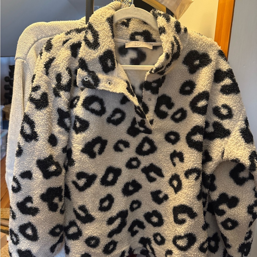 LOFT Black and White Teddy Jacket